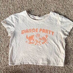 aerie Cream Cropped Graphic Tee with Subtle Peach Tone